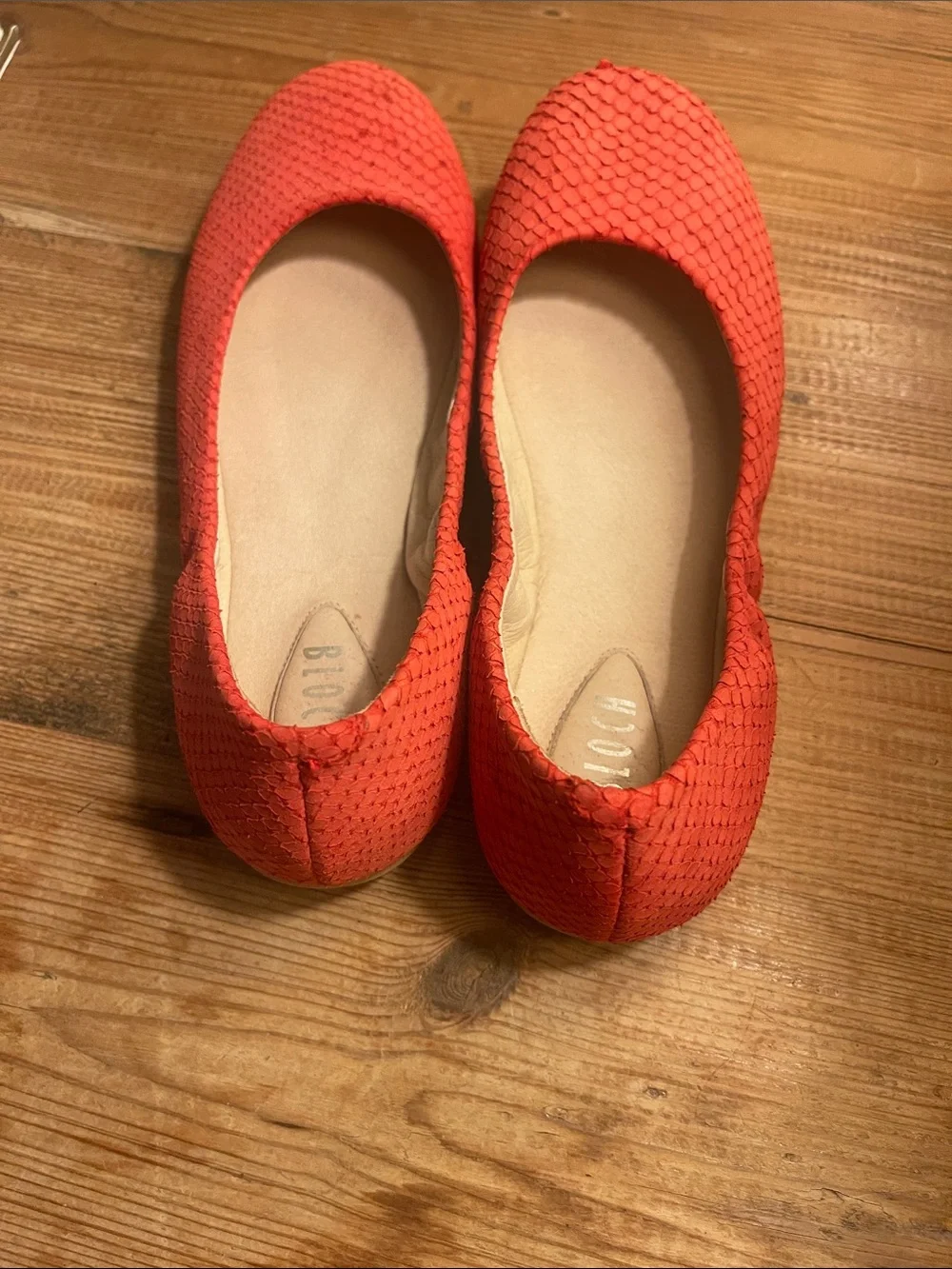 Bloch Girls Size Euro 33 - US 3 Coral-Orange Woven Ballet Flats for Kids